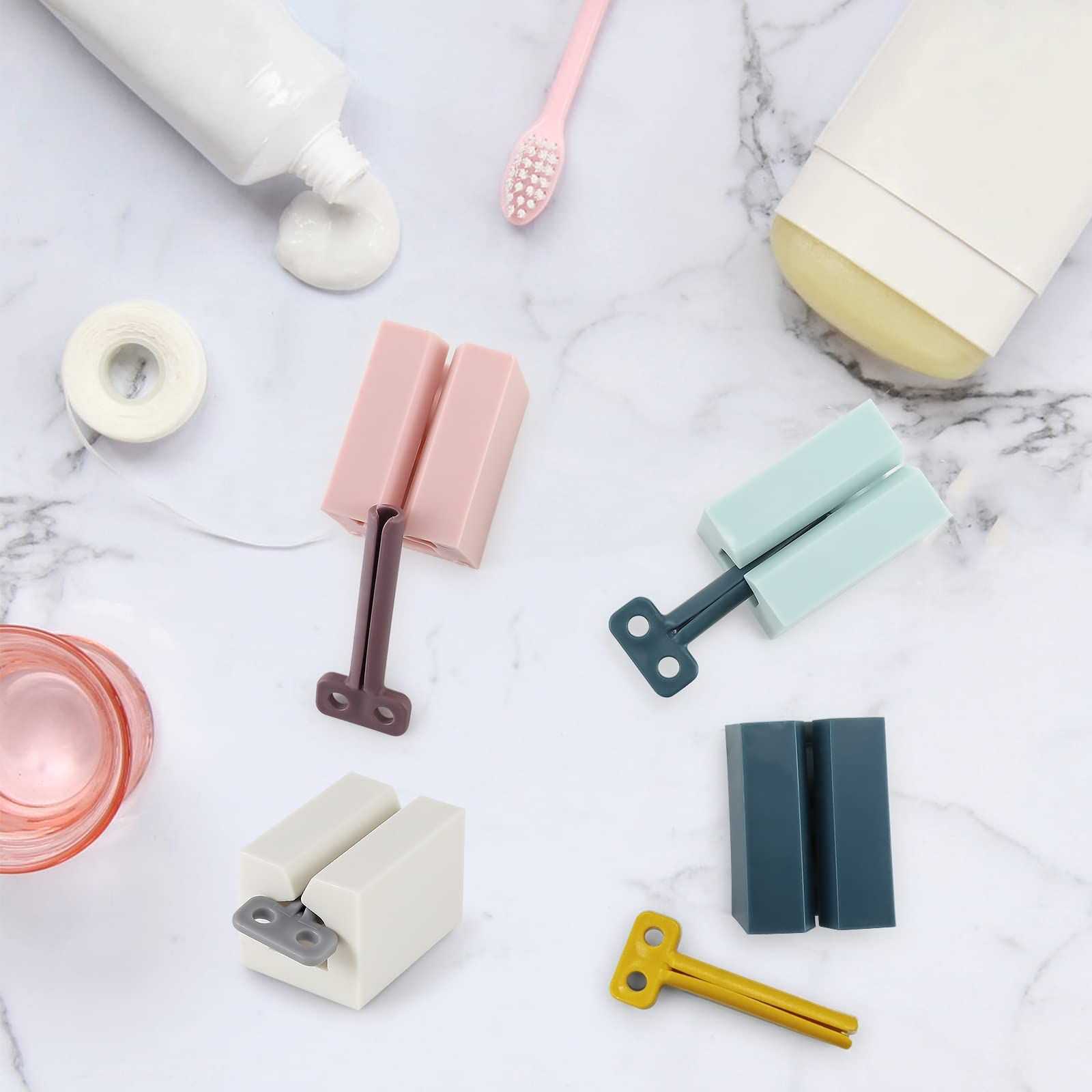 4 Pieces Toothpaste Dispenser Rolling Tube Toothpaste Squeezer Toothpaste Seat Holder for Bathroom Saves Toothpaste and Creams — image 4
