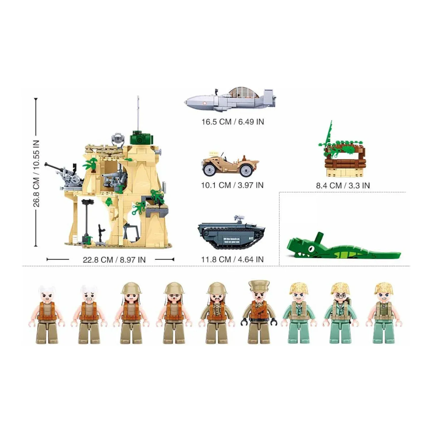 Sluban B1111 Model Kit WWII Battle of Iwo Jima Island Bunker Landing Craft Army Military Base Diorama Blocks DIY Set Toy โ image 5