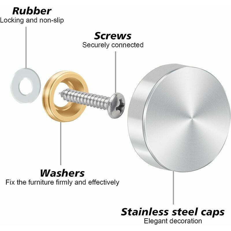 12 Pcs Cover Screws in Steel Stainless Screws a Mirror, 16mm — image 2