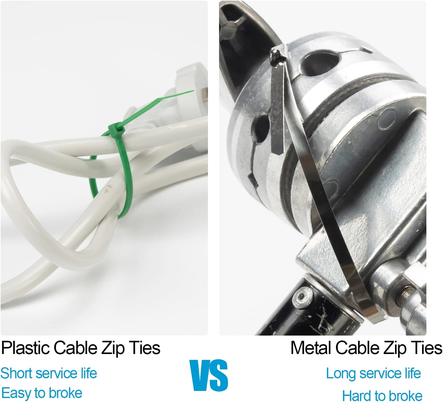 11.8 Inch Metal Zip Ties (200 Pack), 304 Stainless Steel Heavy Duty Zip Ties, 300lbs Tensile Strength, Multi-Purpose Self-locking Cable Ties for Exhaust Wrap — image 5