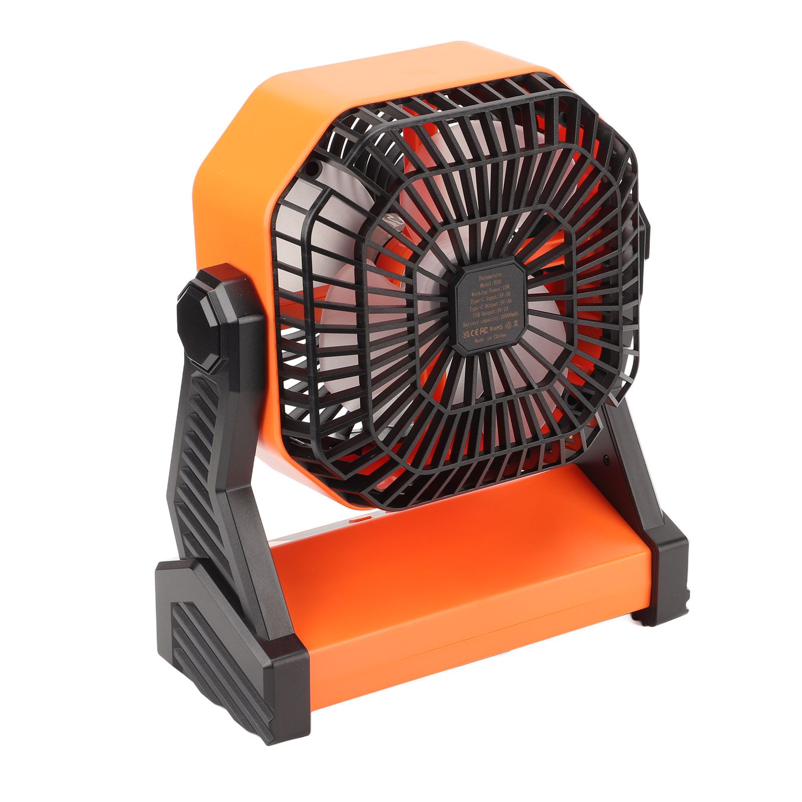 Camping Fan with LED Lantern 4 Levels 270 Degree Pivot Large Air Volume USB Rechargeable Outdoor Tent Fan with Light Hook Orange — image 6