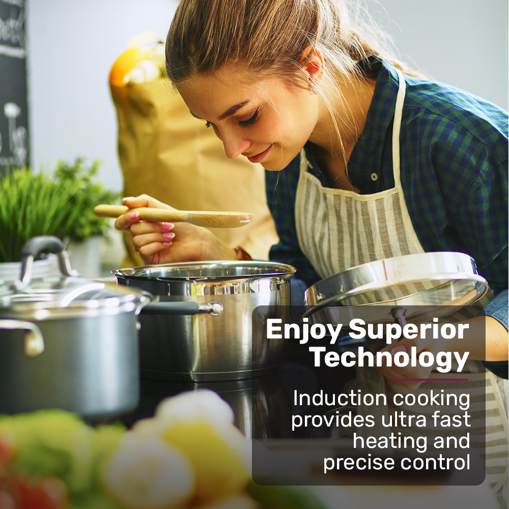 EuroChef 60cm 4 Zone Induction Cooktop, 7200W Electric, Dual Link Bridged Zone Hobs, Touch Controls — image 6