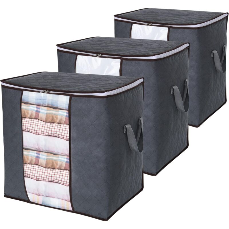 Large Capacity Clothes Storage Bag With Reinforced Handle Upgraded Fabric For Quilts, With Strong Zipper, Clear Window