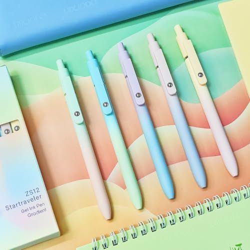 Gel Pens, 5 Pcs Black Ink Pens for Women, 0.7mm Medium Point Smooth Writing Pens with Silicone Grip, High-End Series Metal Clip Retractable Pens for Journaling — image 2