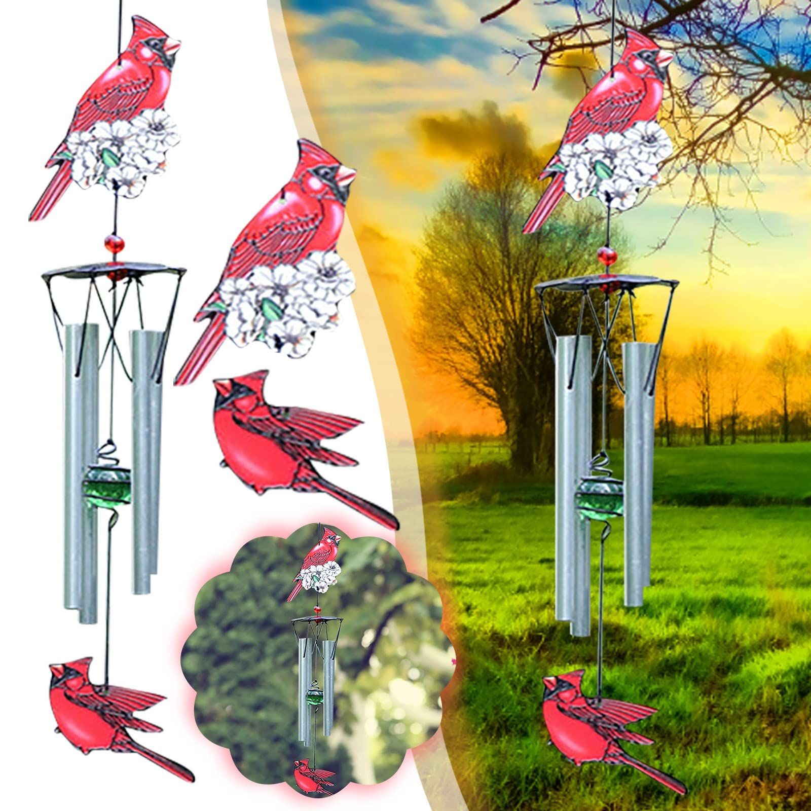 Sympathy Grief Memorial Gift Cardinal Outdoor Decoration Memorial Bird Wind Chime Bell Decoration Ornaments Garden Courtyard Metal — image 4