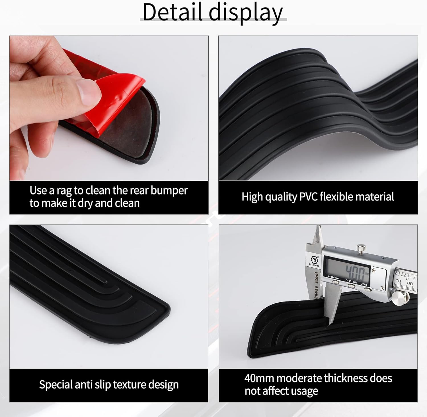 Car Door Threshold Protection, 4PCS Edge Step Dust Shield Cover, Width 23.6x2.36inch Car/SUV Universal Rubber Scratch Resistant Exterior Accessories (Black) โ image 3