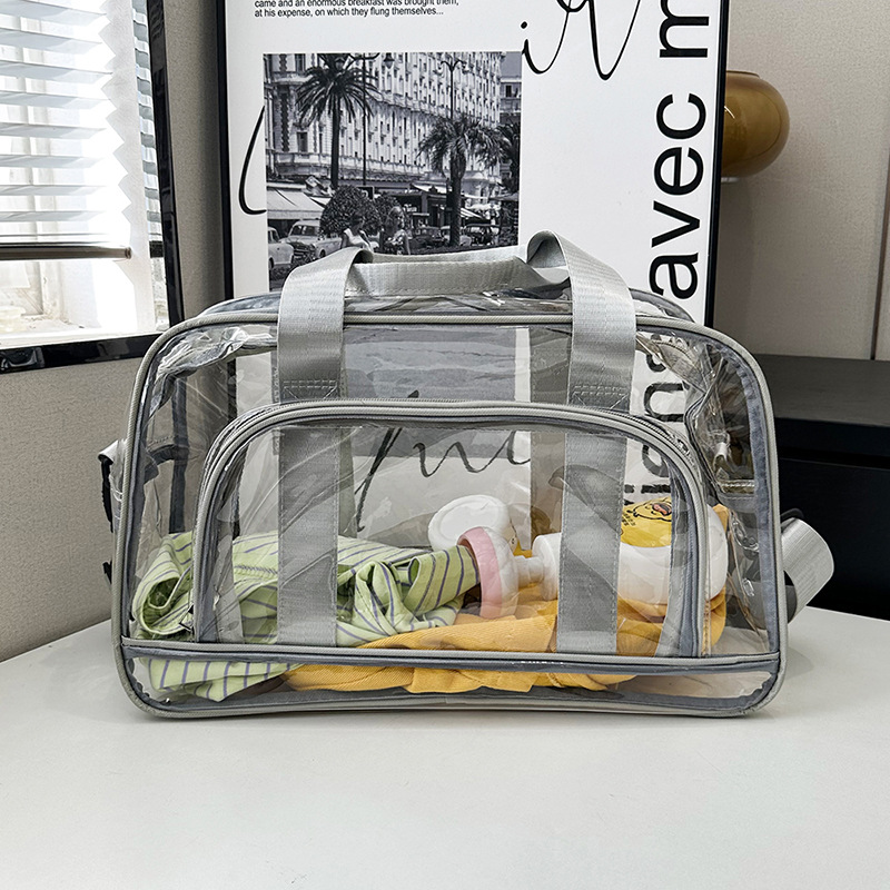 Silver transparent Multi-Purpose Clear PVC Bag - Travel, Fitness, Storage Tote (50x32x18cm) — image 2