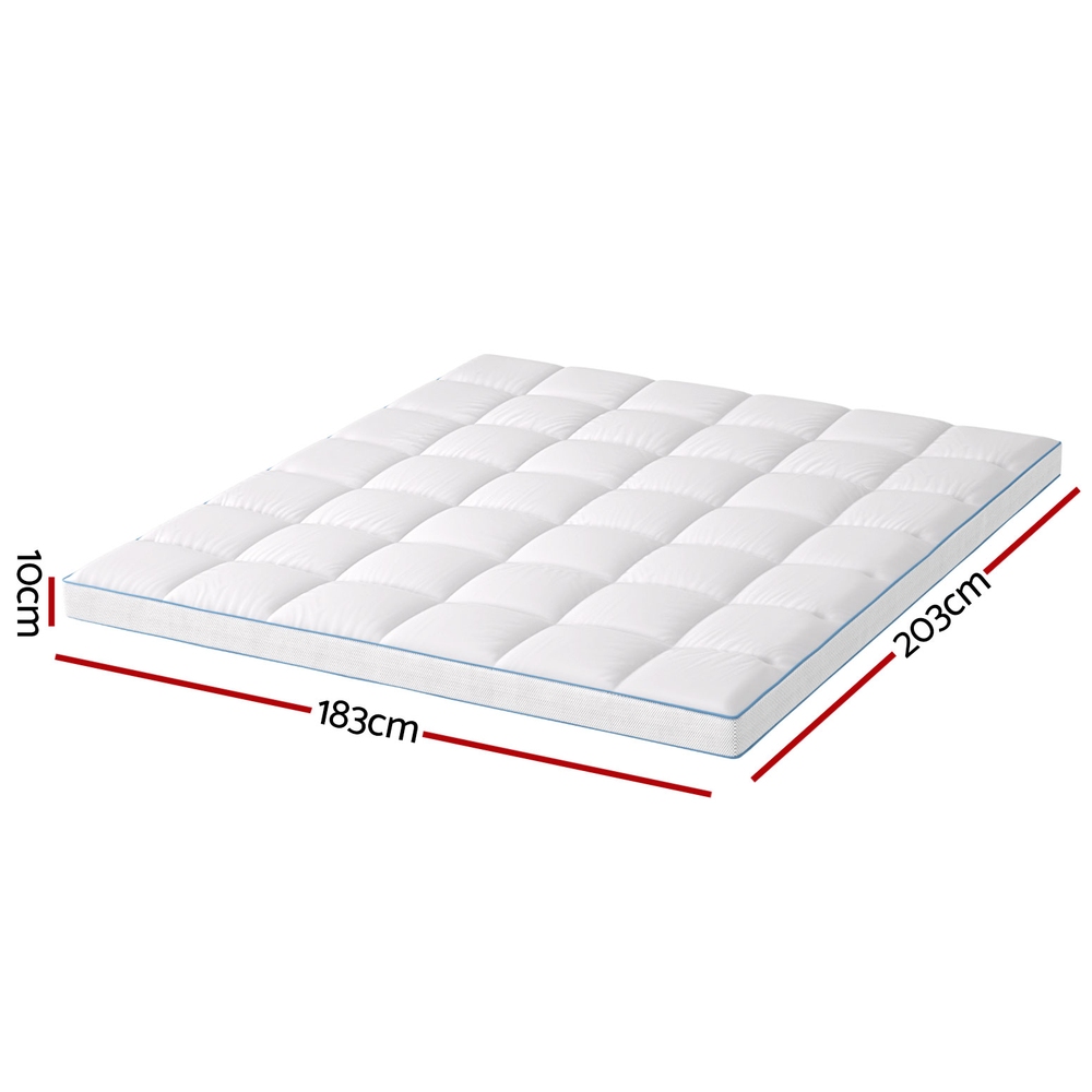 Giselle Bedding 1500GSM Bamboo Pillowtop Mattress Topper 10cm Thick Pad for Back Pain Relief, High Loft Cooling Underlay for Dorm & Guest Bed, 45cm Deep Pocket — image 2