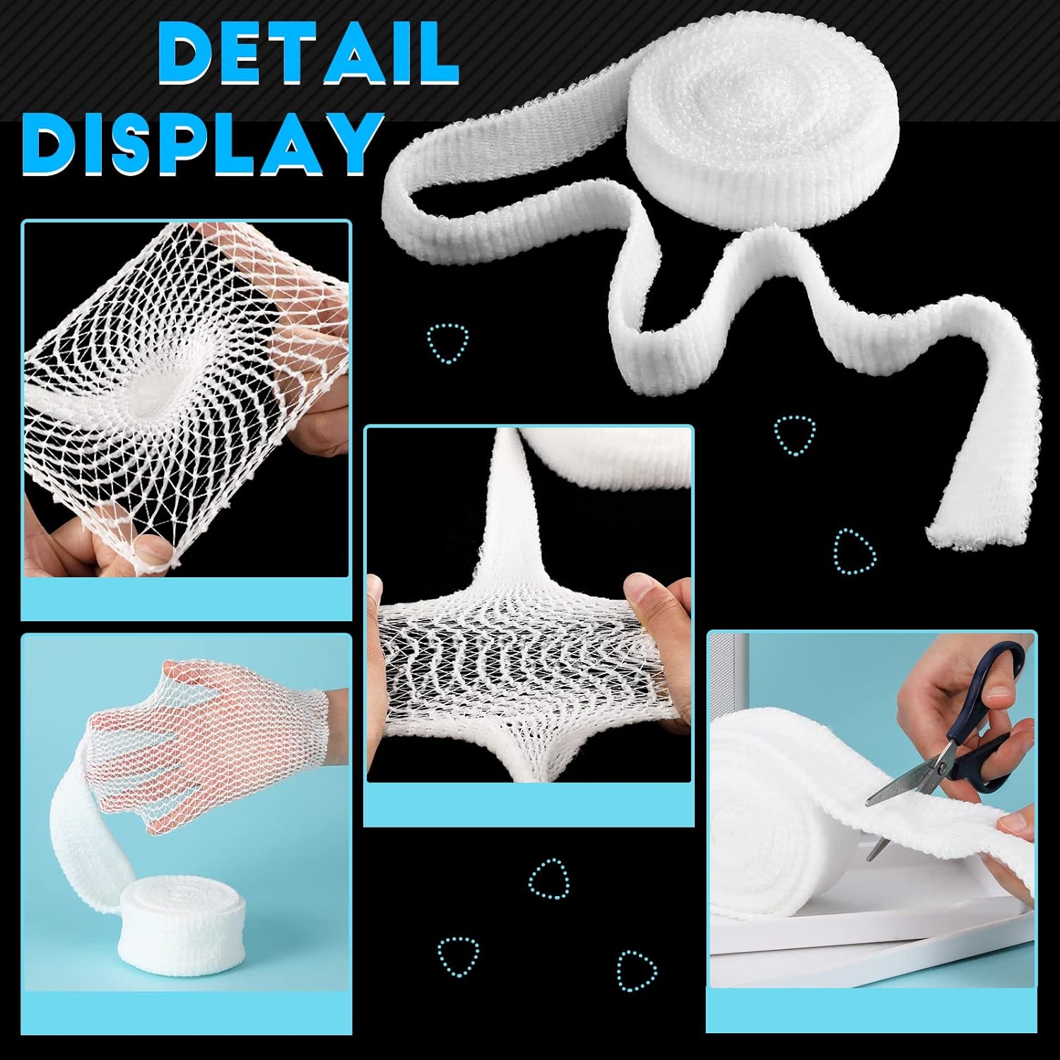 2 Rolls Tubular Bandage Elastic Net Wound Dressing Stretch Dressing Retainer Tubular Elastic Gauze Bandage for Wound Arm, Without The Use of Adhesive Tape โ image 3