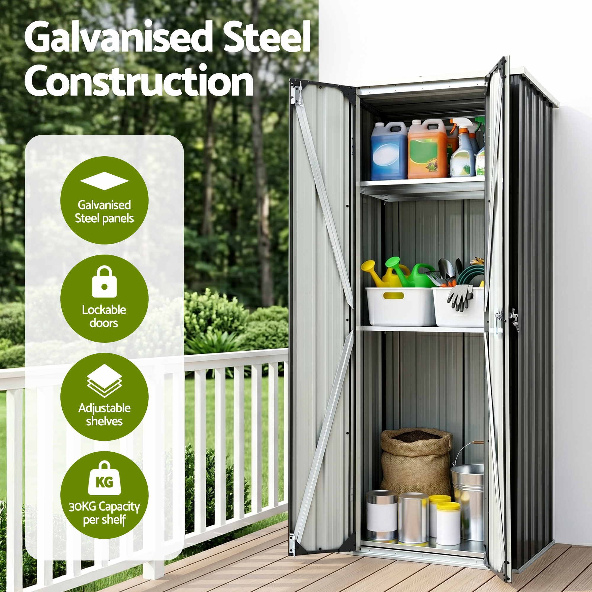 Gardeon Outdoor Storage Cabinet Garden Shed Tool Lockable Cupboard Steel Adjustable Shelves โ image 5