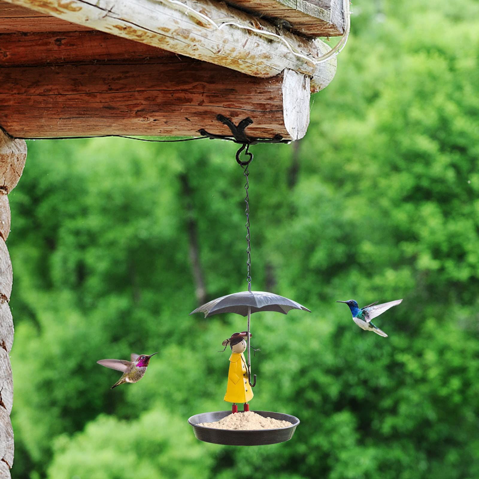 Bird Feeders for Outdoors Hanging, Hummingbird Feeders Tray Outside for Bird Bath, Wild Bird Feeders with Metal Hanging Chain Girl — image 3