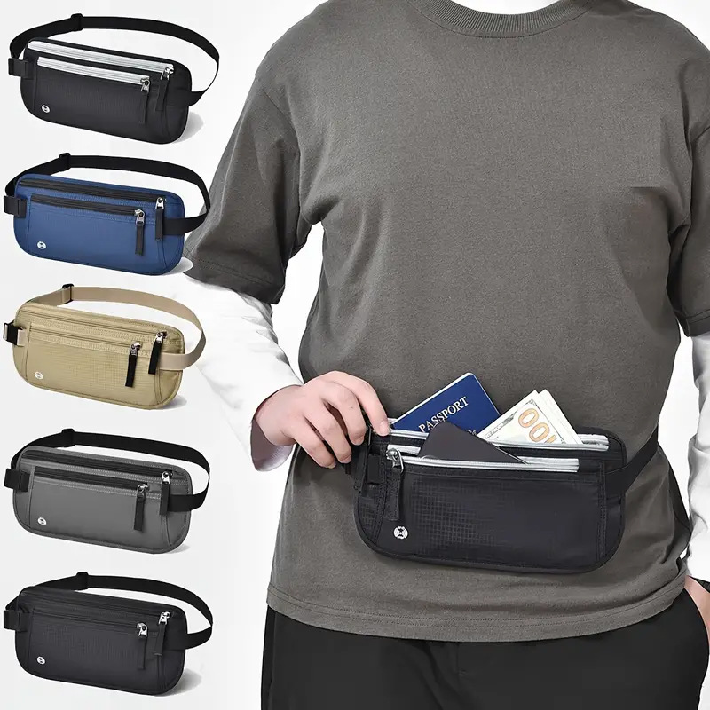 Black(Gray Zipper) Nylon Travel Waist Pack - Waterproof, RFID Blocking, Lightweight โ image 2