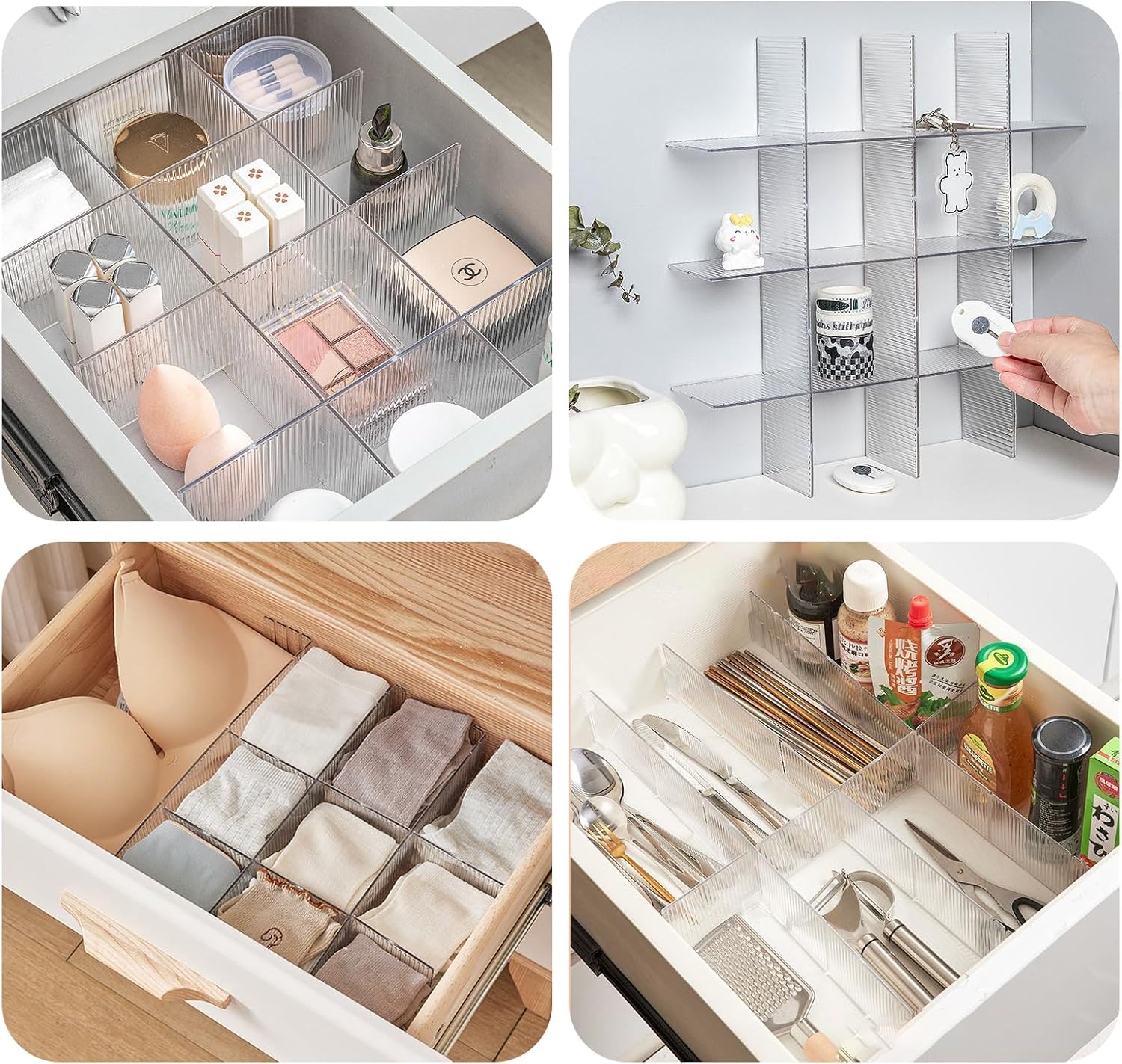 Wall-Mounted Underwear and Sock Organiser with Compartments for Wardrobes, Drawers and Space-Saving Clothing Storage, Transparent — image 6