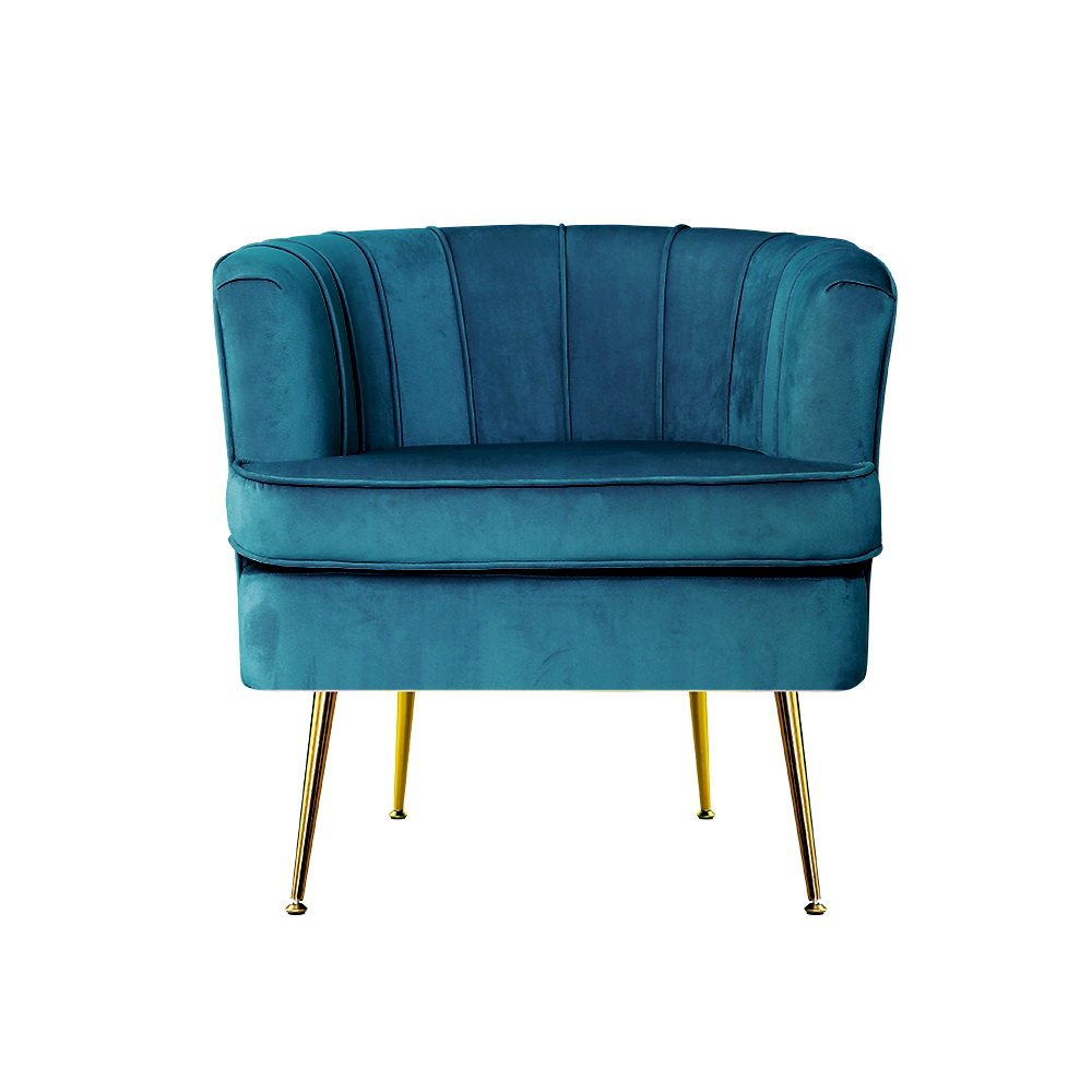 Artiss Armchair Velvet Blue Norvia — image 3