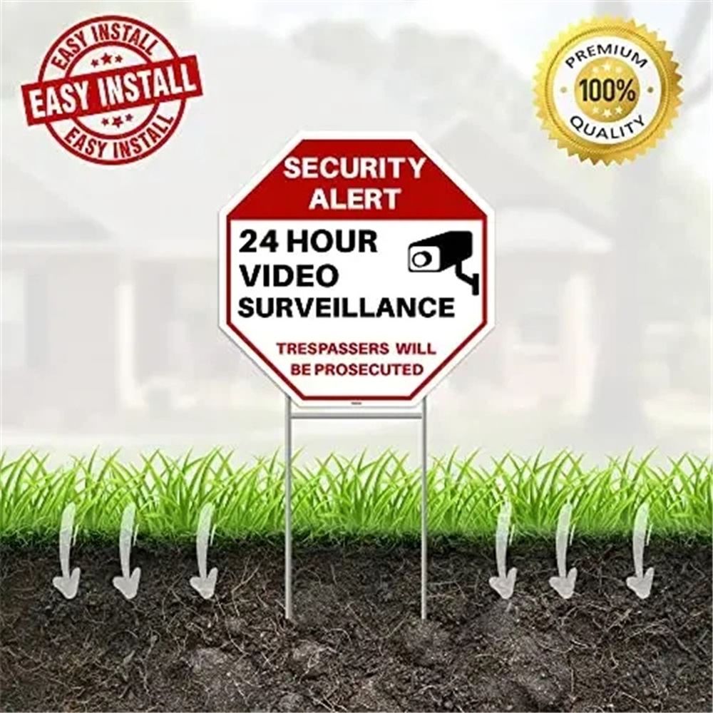 Video Surveillance Sign,Indoor or Outdoor Use for Home Business CCTV Security Camera, UV Protected & Waterproof,Red โ image 4