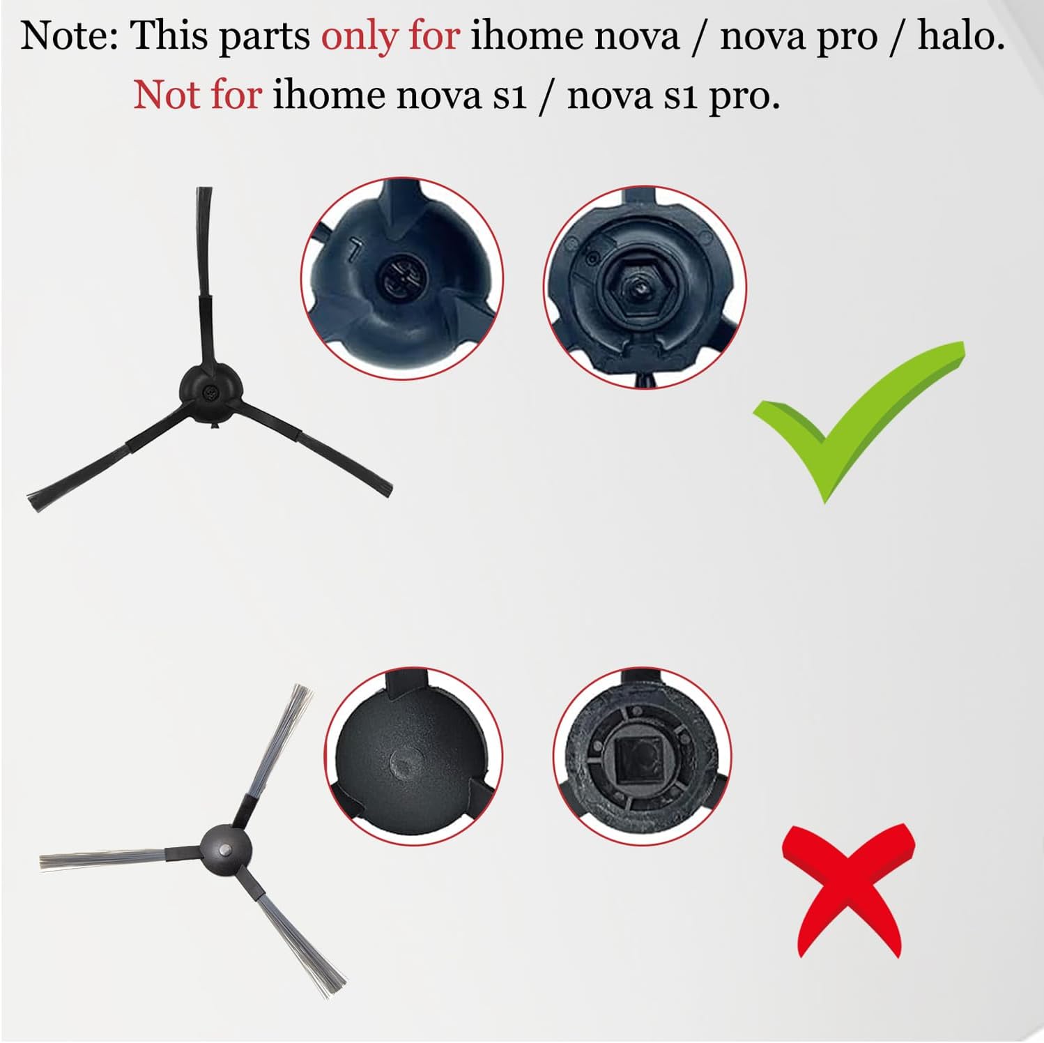 11Pcs iHRV6-BLK Replacement Parts for iHome AutoVac Nova Self Empty Robot Vacuum Cleaner Spare Accessories, 1 Main Roller Brush,4 Side Brushes, 2 Hepa Filters — image 5