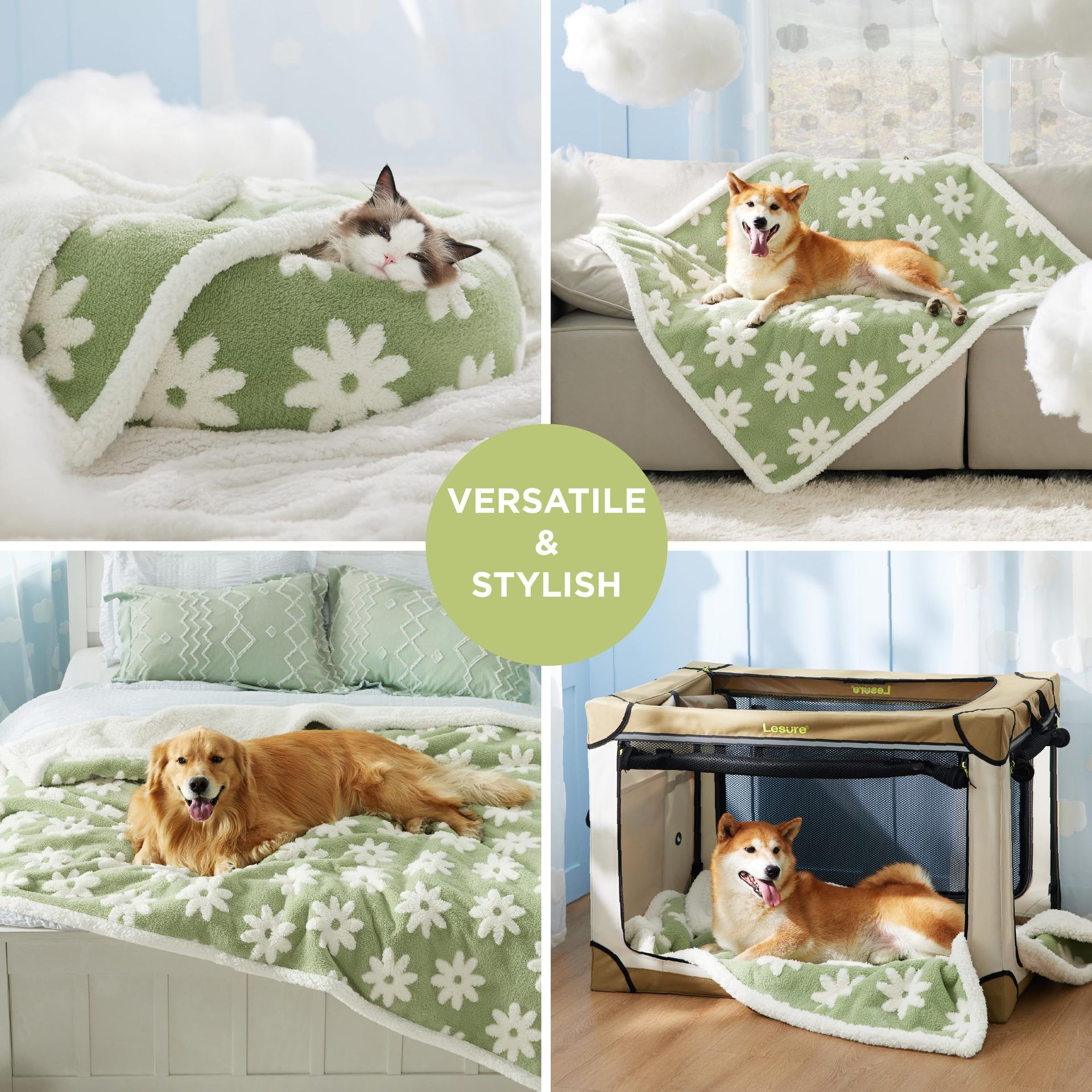 Puppy Blanket for Small Dogs - Washable Double Sided Dog Blankets with Warm Jacquard Shag and Soft Sherpa Fleece, Pet Cat Blanket for Couch Protection, 3D — image 5