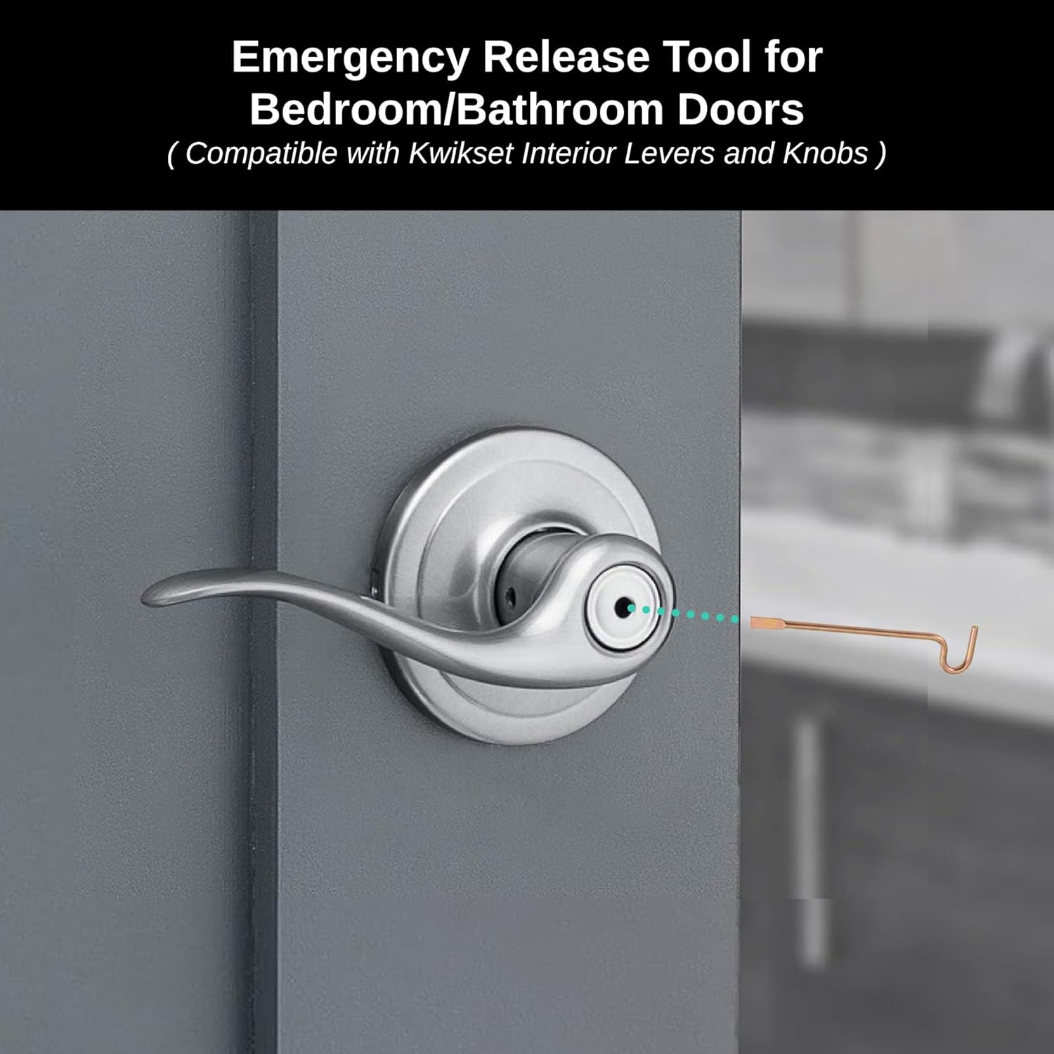 Bedroom/Bathroom Door Steel Emergency Key Pins Compatible with Kwikset Interior Levers and Knobs (10), Gold Color โ image 4