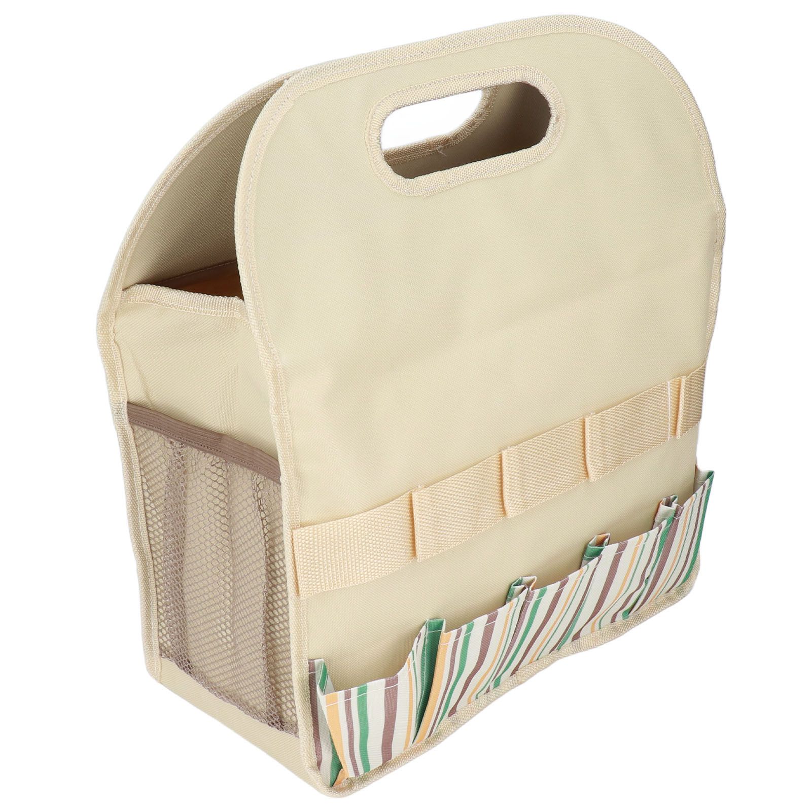 Garden Tool Bag Garden Tote Storage Bag with Multi Pockets Home Organizer for Indoor and Outdoor GardeningKhaki Stripe Stitching