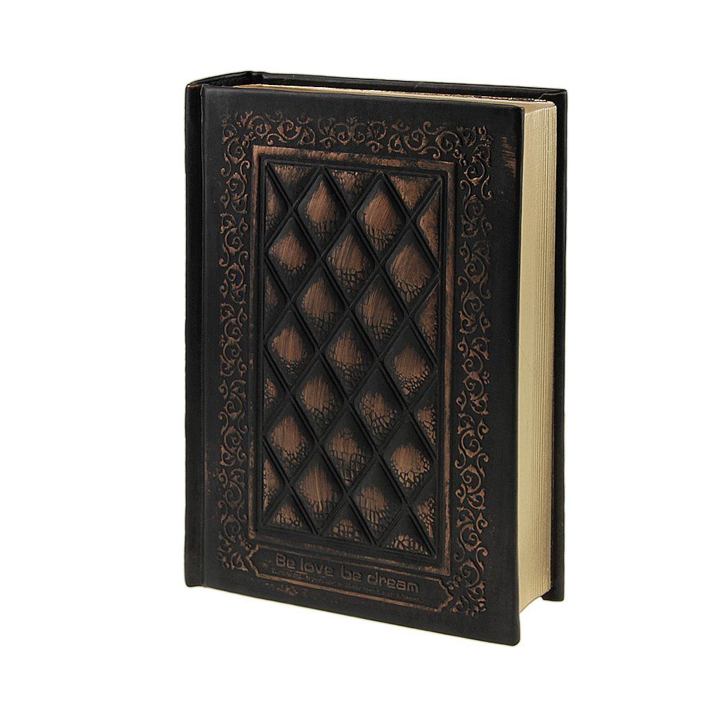 (Black gold)Retro Vintage Embossed Leather Gold Hard Cover Notebook Personal Diary Hardcover Blank Travel Journal Note Memo Sketch