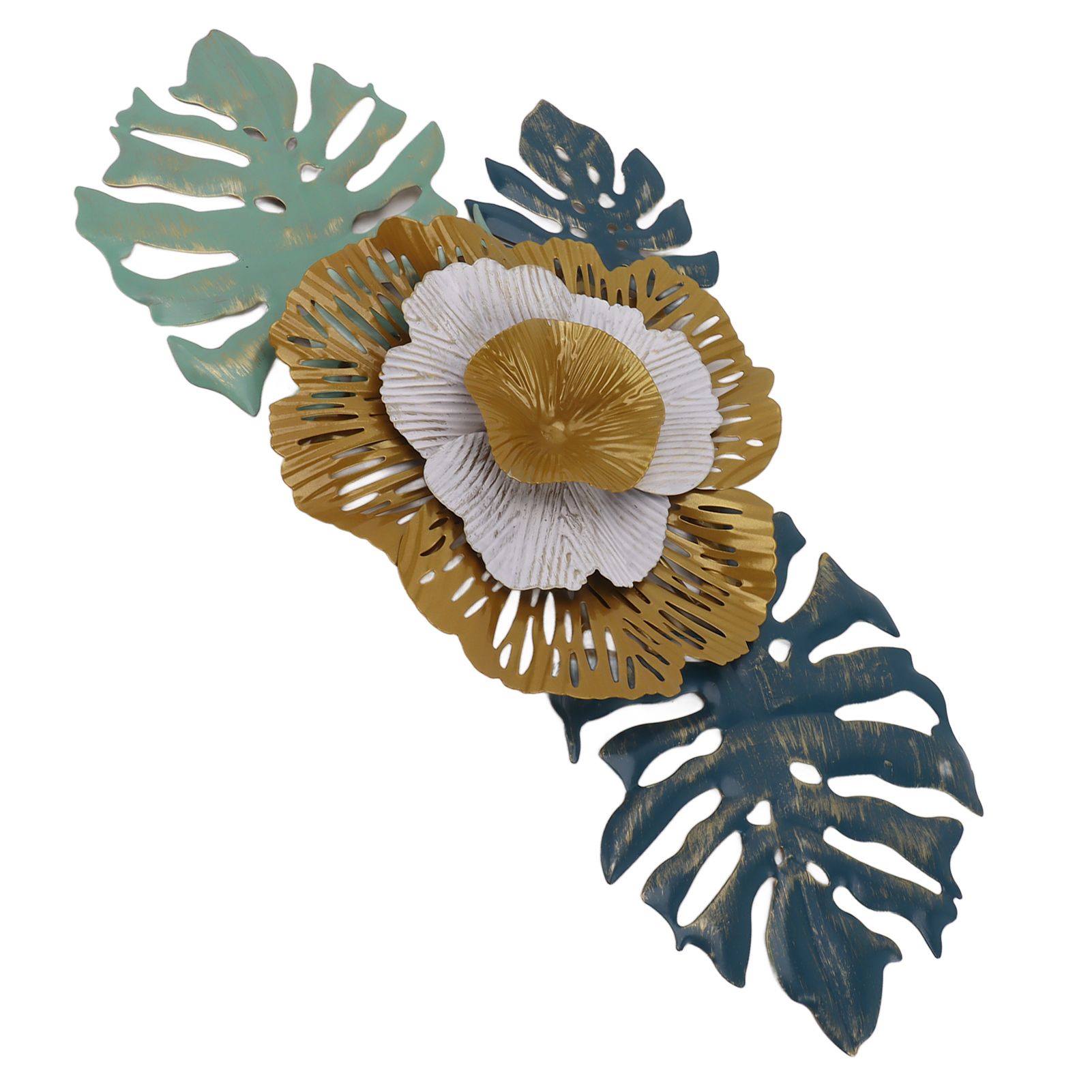 Iron Flower Wall Hanging Blue Modern Beautiful Metal Floral Wall Art Decor for Living Room Bedroom Dining Room — image 2