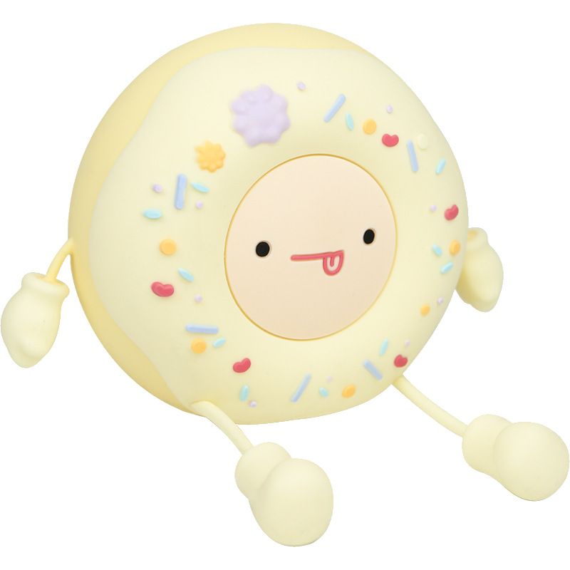 Cute Donut Lamp - Donut Dessert Night Light, Silicone Kids Night Light, Rechargeable Adjustable, Contact Switch (White）