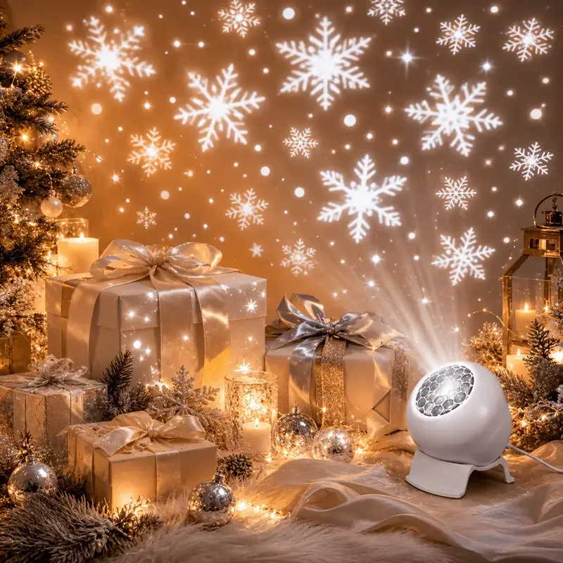 Winter Snowflake Projection Lamp (Rechargeable + Touch Switch) – Fill your room with falling snow at the touch of a finger, wireless and portable, effortlessly — image 4