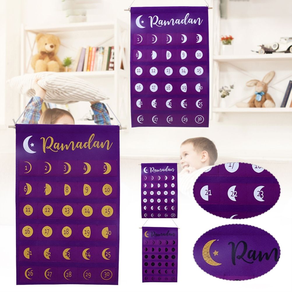 Eid Felt Fabric Countdown Calendar Mubarak Ramadan Advent Calendar Wall Decorations โ image 5