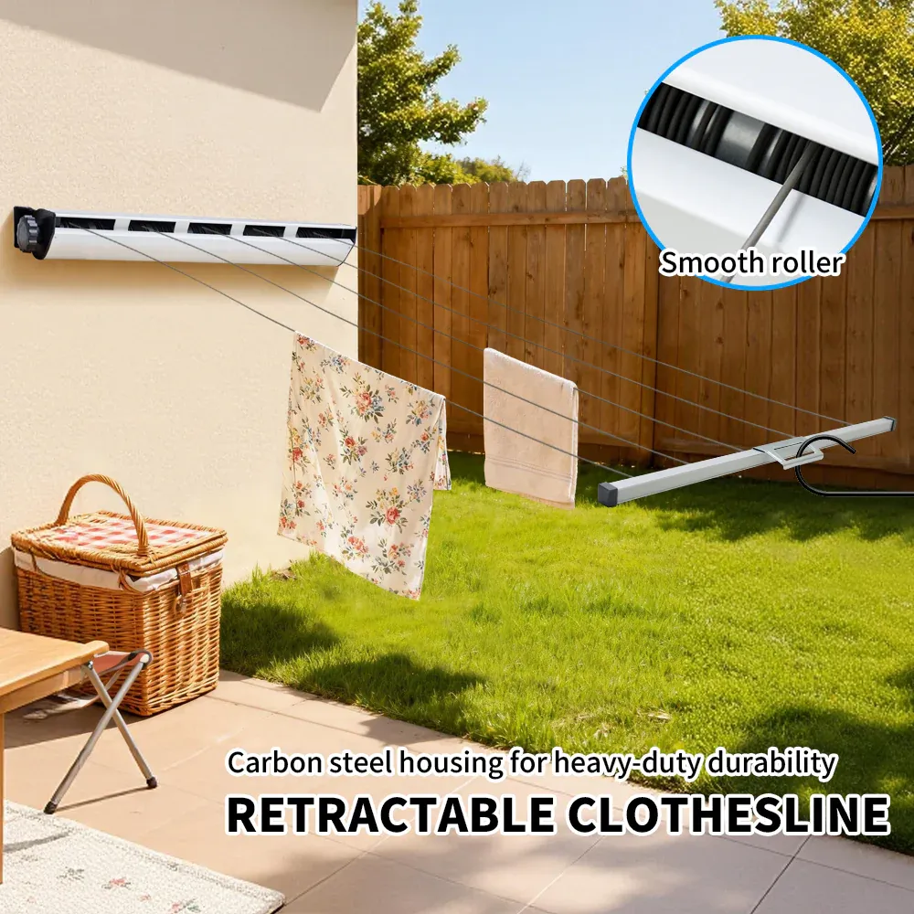 5 Line Retractable Clothesline 10m Heavy Duty Wall-Mounted Iron Clothes Dryer Outdoor Indoor Drying Rack Rope Hanger for Wet Dry Clothing Bathroom — image 5