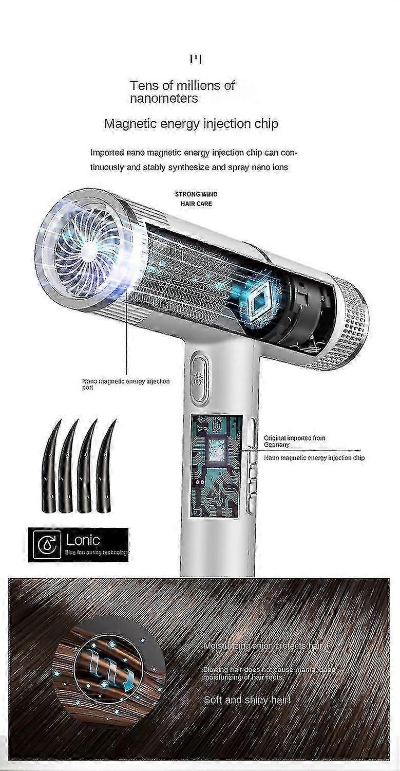 2000W Professional Ionic Hair Dryer with Diffuser Silver Purple — image 3