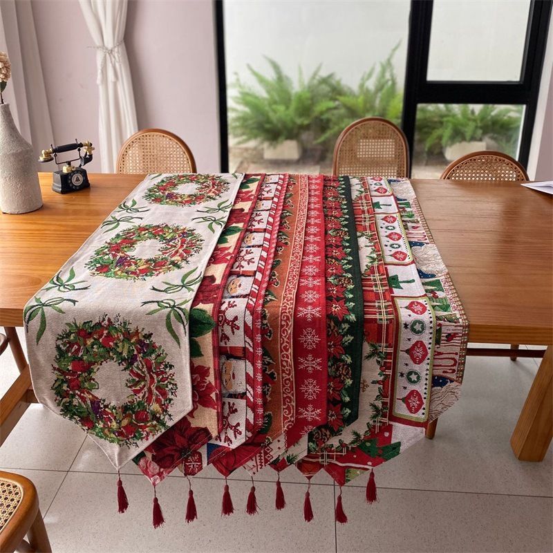 Decorative Xmas Table Runner, Festive Dining Centerpiece, Indoor Cabinet Decor Long Towel, 33*240cm, Pattern 01 ā image 3