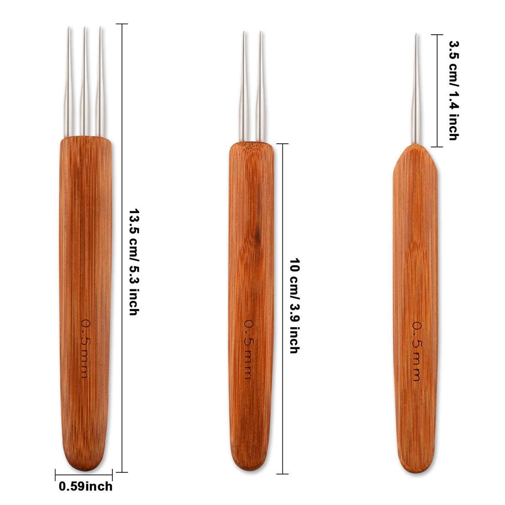 Tool Dreadlock Wooden Crochet Hooks Set with Hairpin Supplies, Assorted — image 4