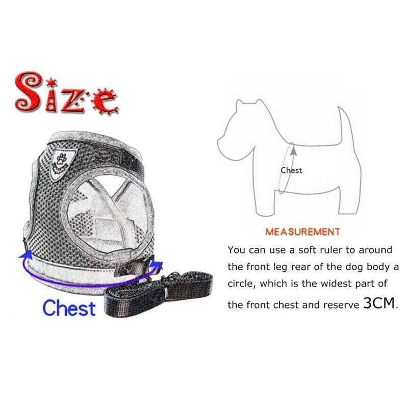 L Size Pet Dog Cat Puppy Soft Leash VEST Mesh Breathe Adjustable Harness Braces Clothes - Black โ image 6
