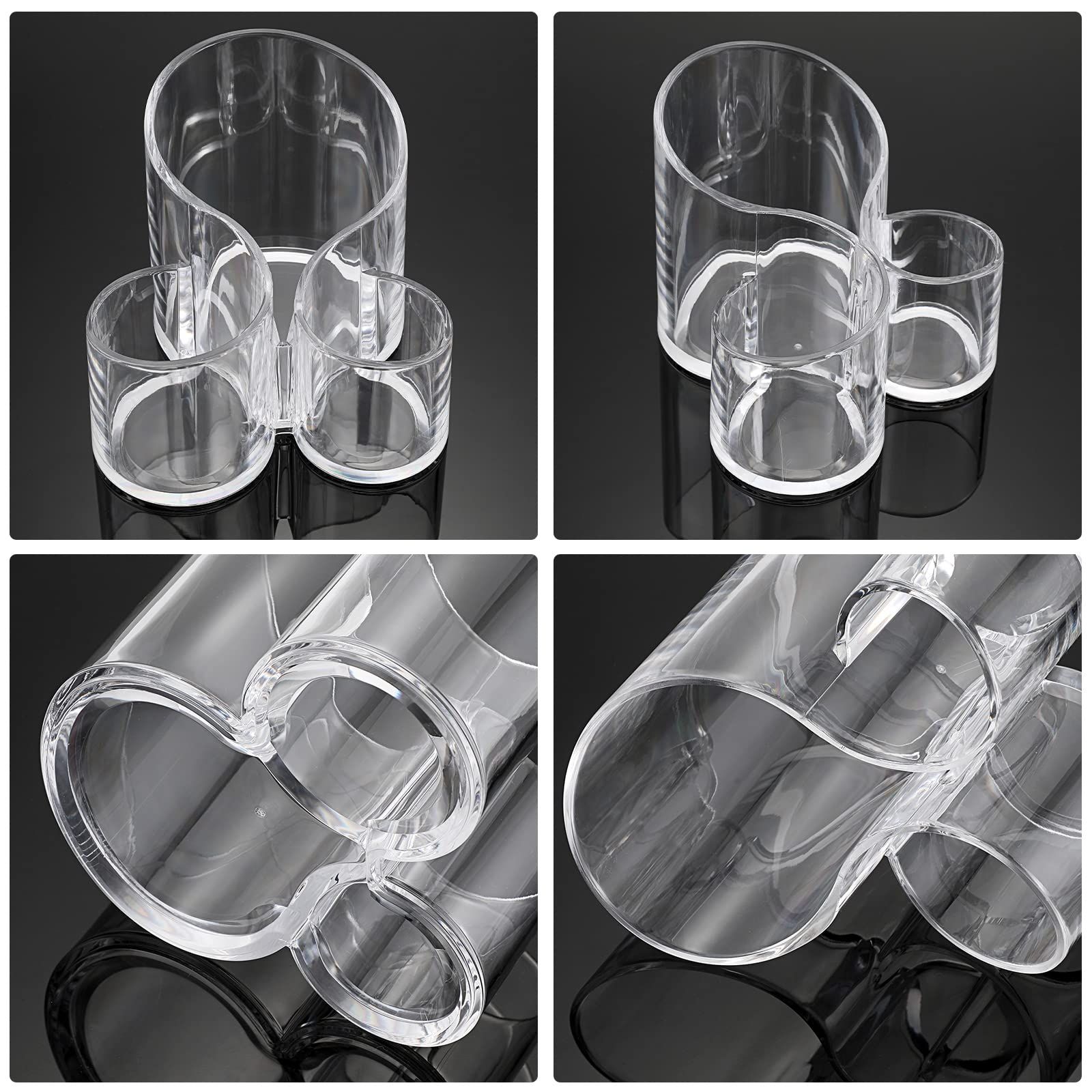 Acrylic Makeup Brush Holder Clear Cosmetics Brush Organizer Remote Control Holder Office Desktop Pen/Pencil, 3 Compartment โ image 4