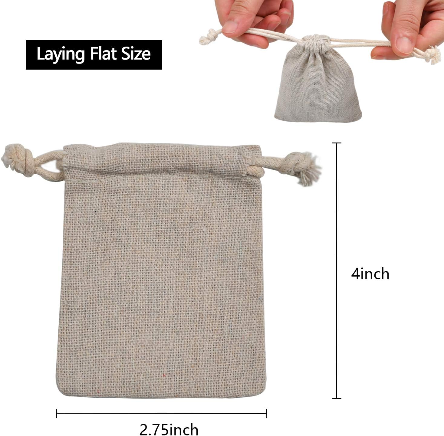 50pcs Double Canvas Drawstring Bag Cotton Pouch Gift Sachet Bags Muslin Reusable Tea Bag 2.75x4 Inch — image 6