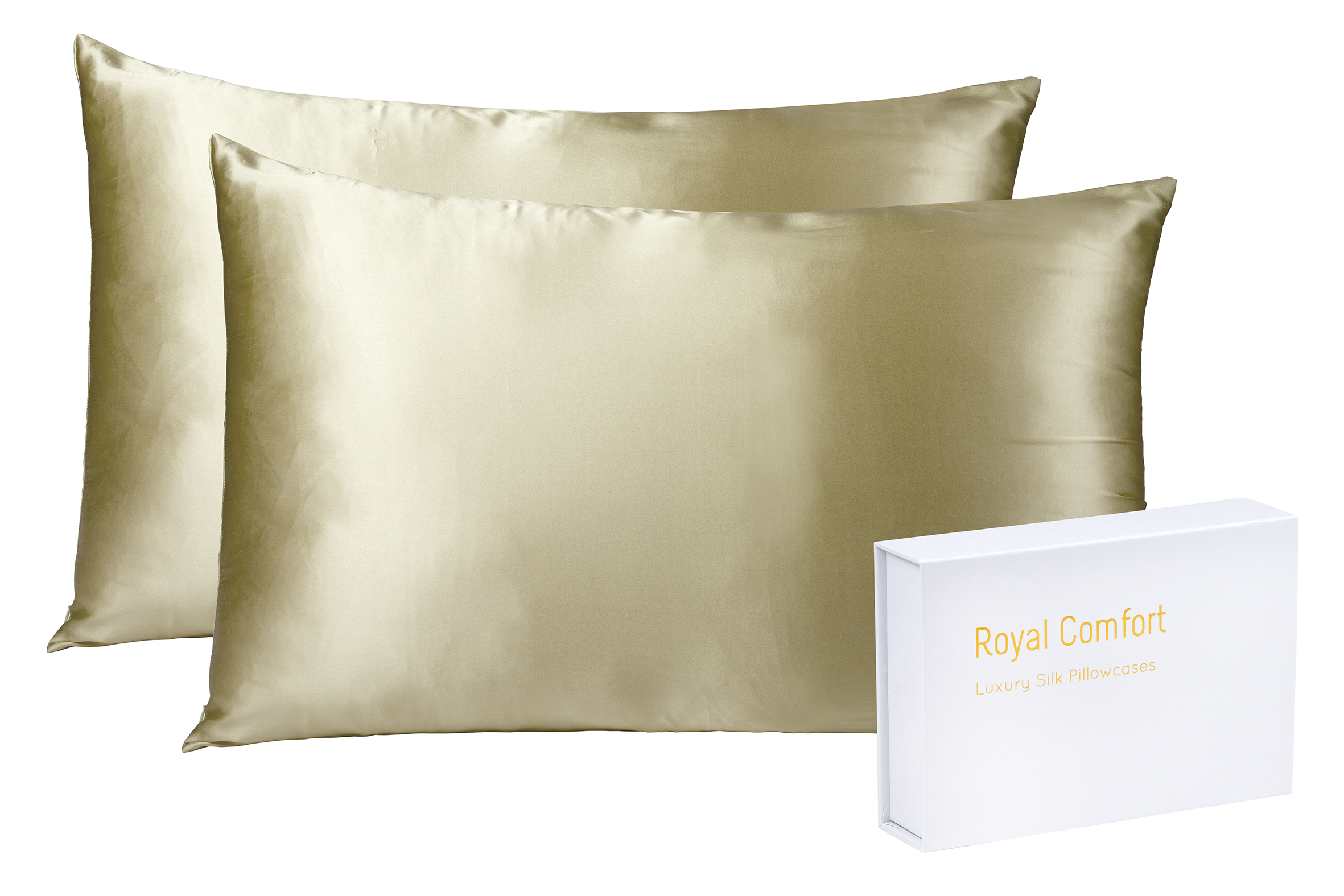 Royal Comfort Mulberry Soft Silk Hypoallergenic Pillowcase Twin Pack 51 × 76cm - Champagne