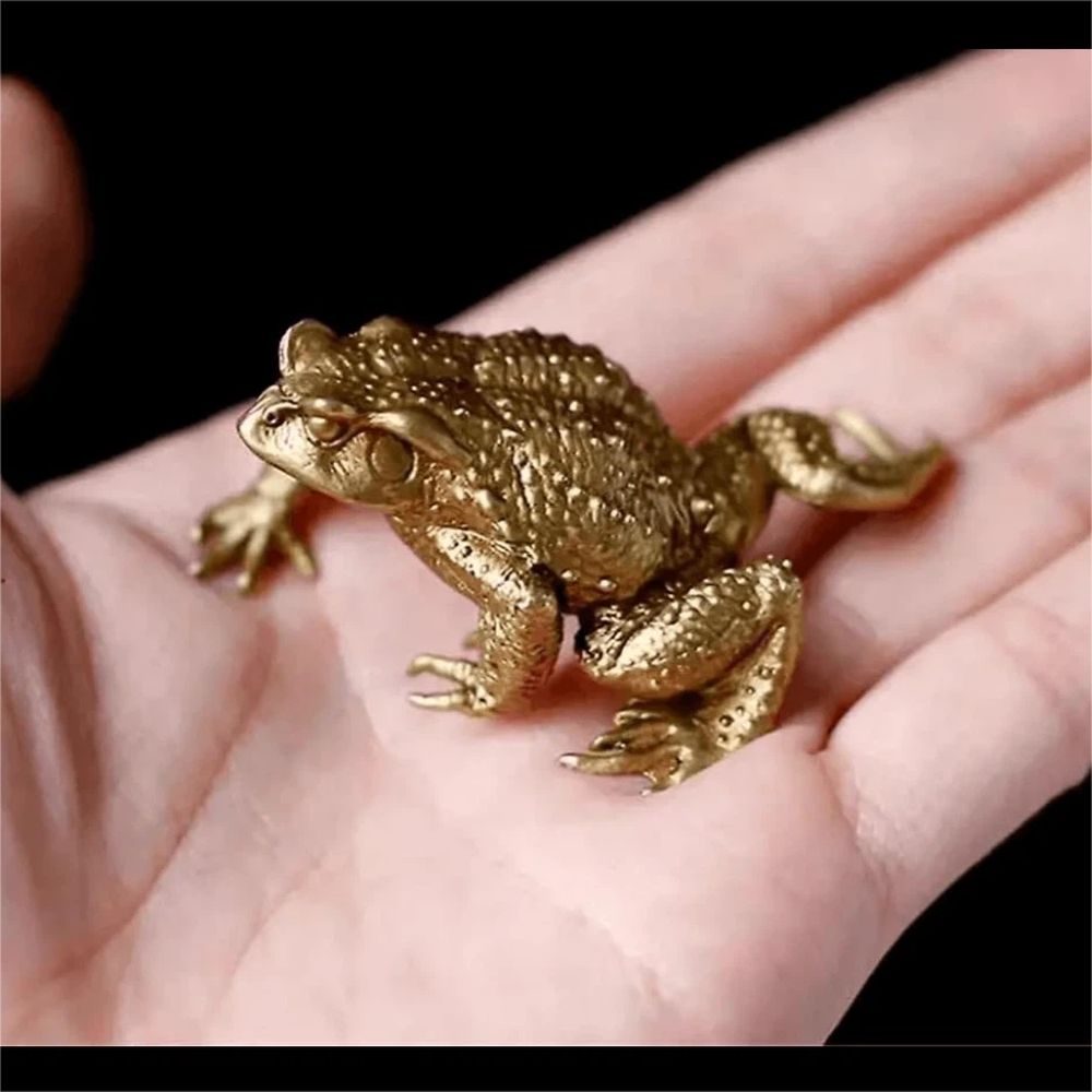 2pcs Toad shaped decoration copper toad statue lucky animal frog model sculpture desktop toy feng shui decoration โ image 5