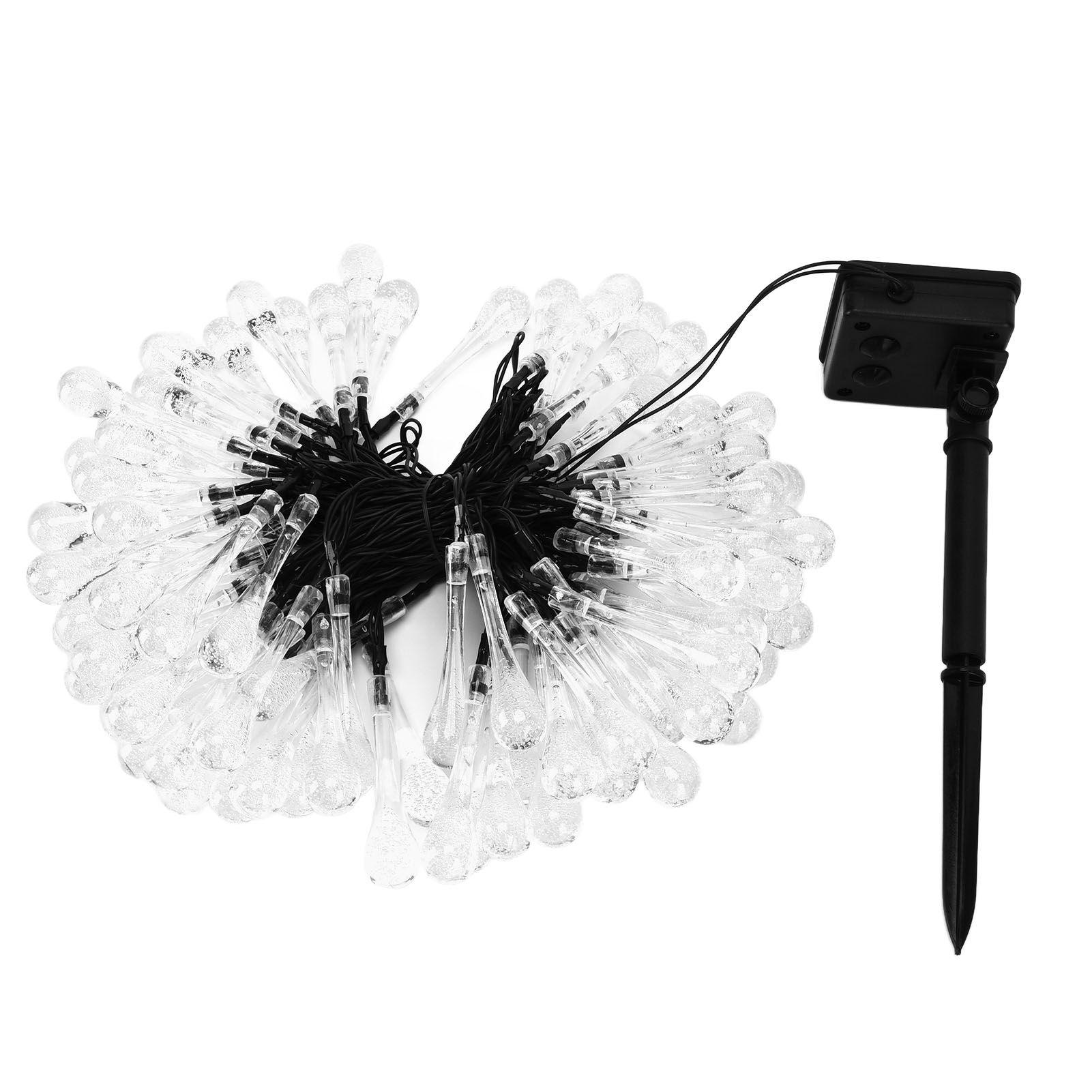 100LEDs String Lights Solar Powered Fairy Lamp 12m/39.3ft Waterproof Drop Shape for Patio Lawn Party DecorWarm Light — image 6