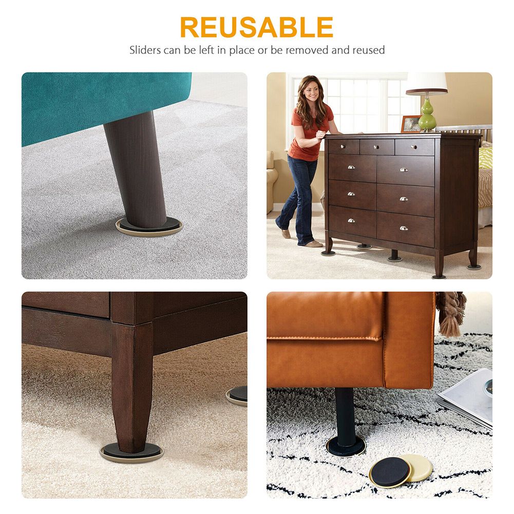 16Pcs 3.5 inch Round Carpet Furniture Sliders for Carpeted and Hard Floor Surface โ image 5