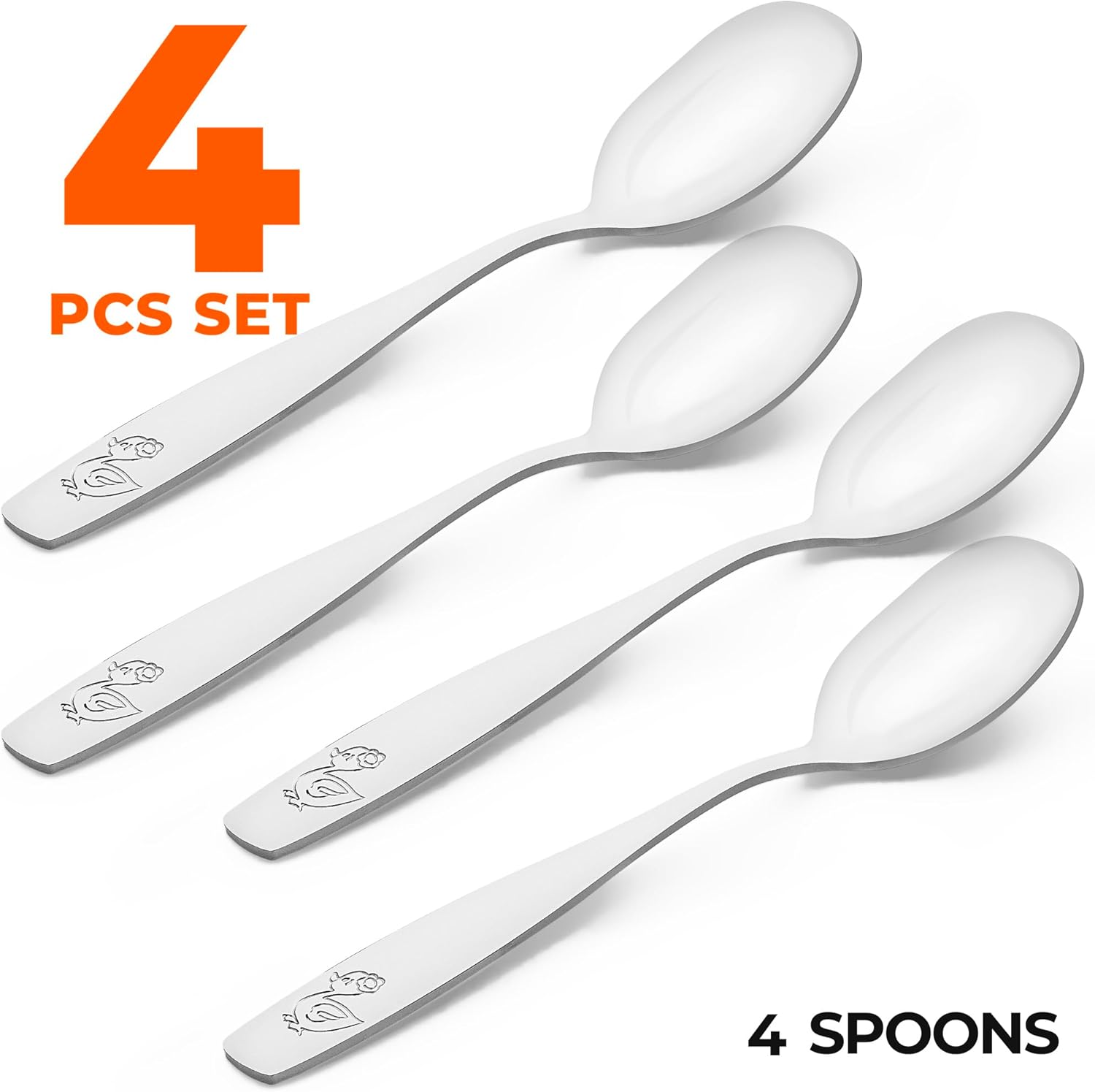 4-Piece Toddler Utensils - Child and Toddler Silverware Set for Self Feeding - Smooth Edged Kids Silverware Stainless Steel, Mirror Polished, Dishwasher Safe — image 2