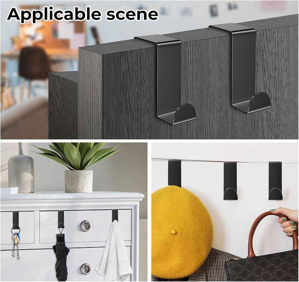 8 Pieces Door Coat Rack - Door Hook - Steel Stainless Steel Door Coat Rack - Kitchen Cabinet / Door Coat Hooks - Hanging Hooks - Kitchen Towel Hook - Door Coat — image 4