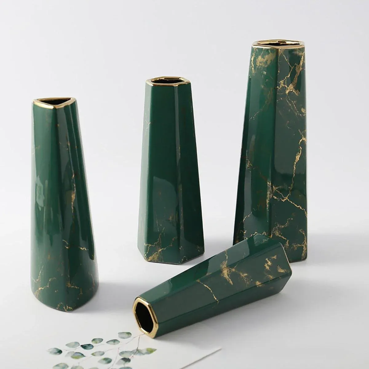 Marbled Ceramic Vase Simple Home Living Room Decor Flower Arrangement Piece — image 6