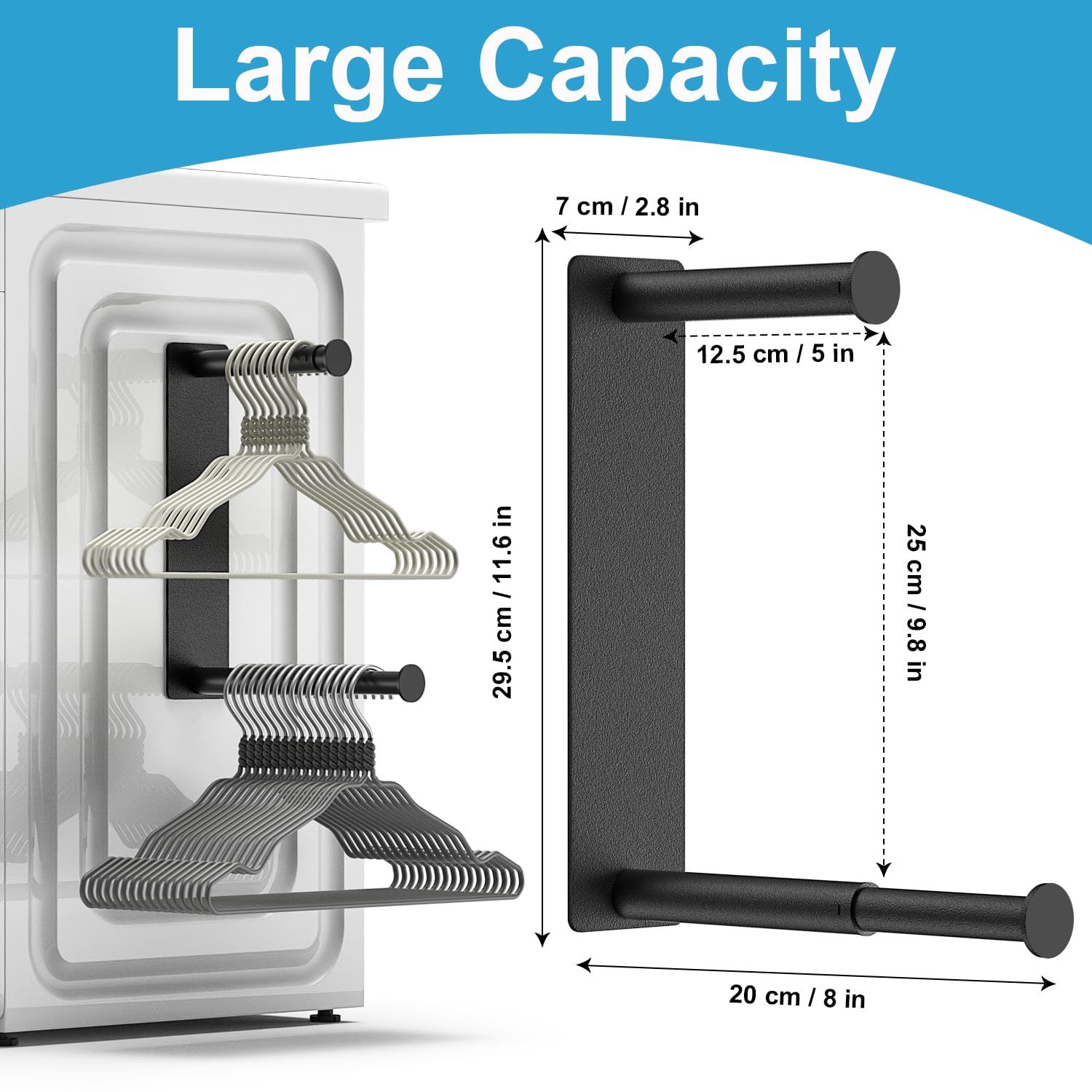 Hanger Organizer Stacker, Magnetic Hanger Holder, Upgrade Extendable Hanger Storage Rack for Washing Machine Closet Laundry — image 2