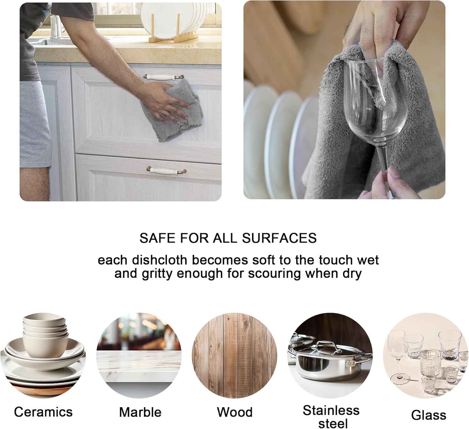 Kitchen Cloth Dish Towels, 13x28 Inches Premium Dishcloths, Super Absorbent Coral Velvet Microfiber Cleaning Cloths, Fast Drying Rags for Washing Dishes β image 3