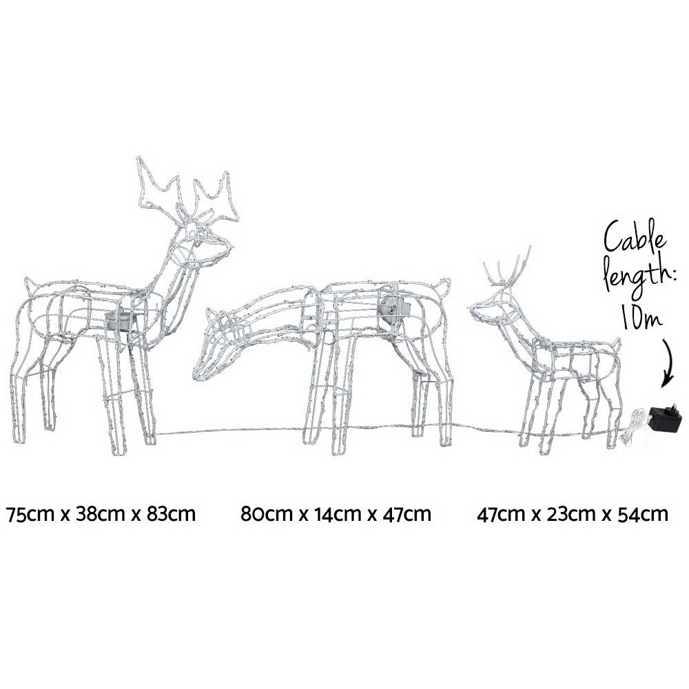 Jingle Jollys Christmas Lights 3 Pcs Reindeers 250 LED Decorations โ image 2