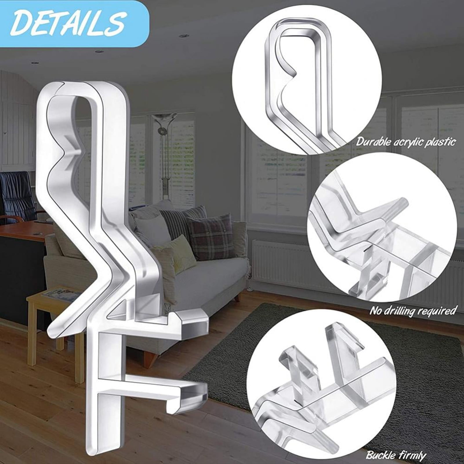 1 Piece Hidden Blind Clips, Clear Plastic Valance Retainer Clips for 2 Inch Channel Window Blinds, Replacement Hardware for Home Windows, 2 inches — image 4