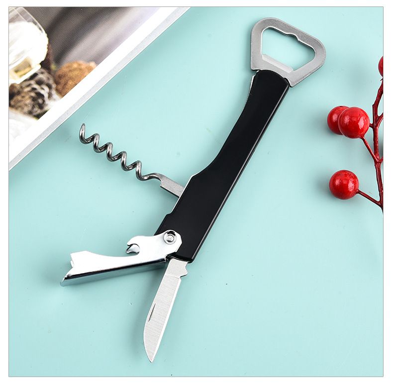 Multi-Use Bottle Opener, black Helpful Gadgets for Elderly Home Steel Beer Wine Opener Stainless Opener Household Can Kitchen — image 5