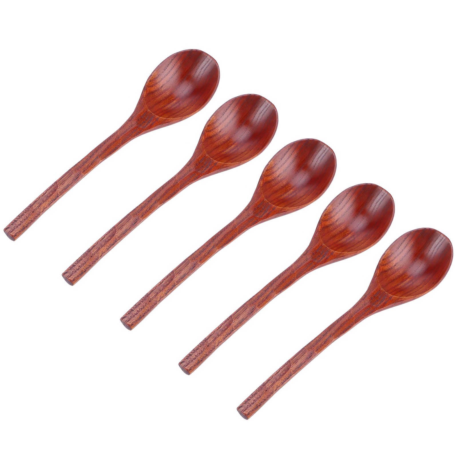 5PCS Japanese Style Wood Spoon Long Handle Soup Spoons Household Tableware Kitchen Tools — image 4