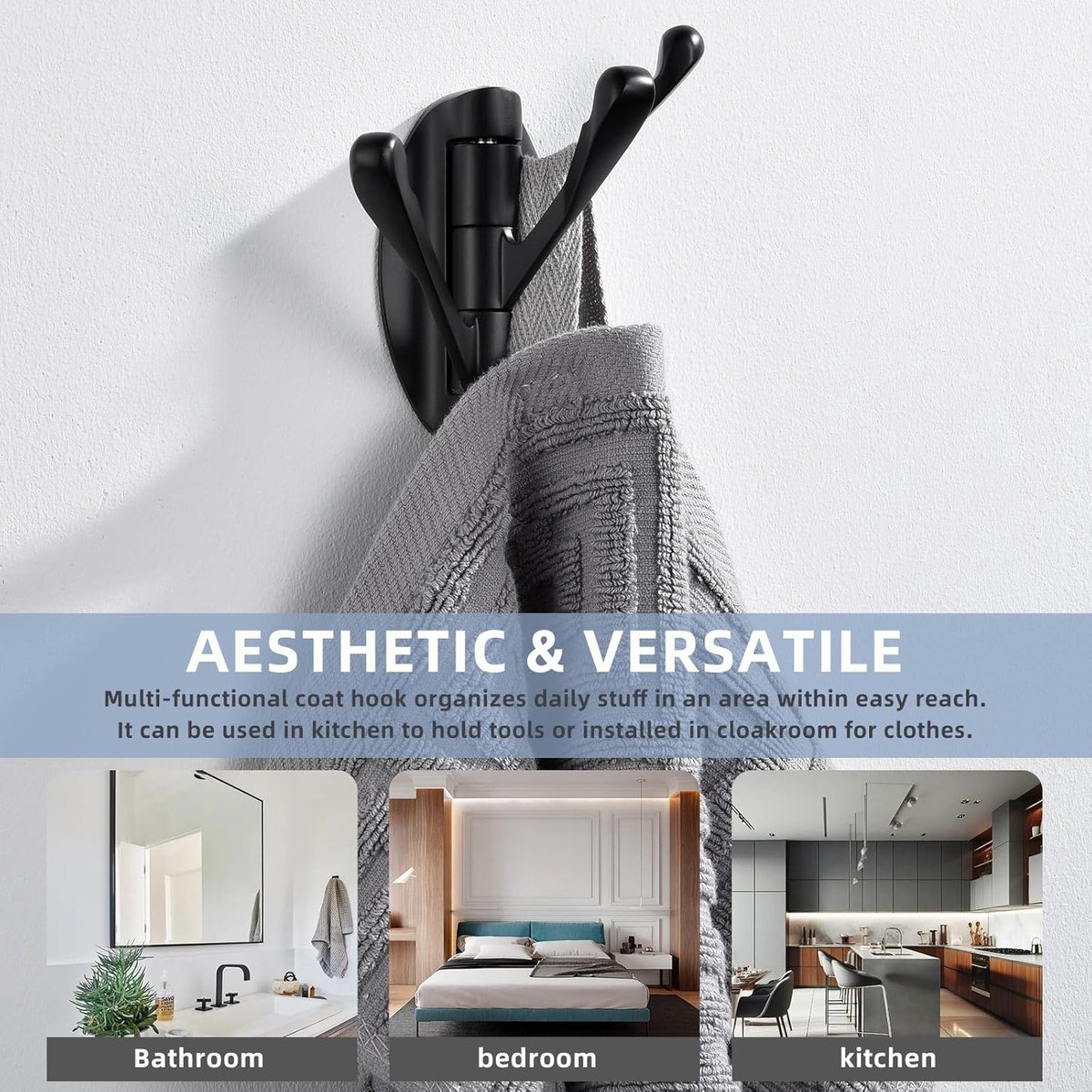 Wall Hook - Swivel Hooks - Foldable Towel Hook - Triple Hook - Hooks - Hanging Hooks - Wall Hook - Coat Hook - Towel Hanger - Towel Hooks - Coat Rack Hook — image 5
