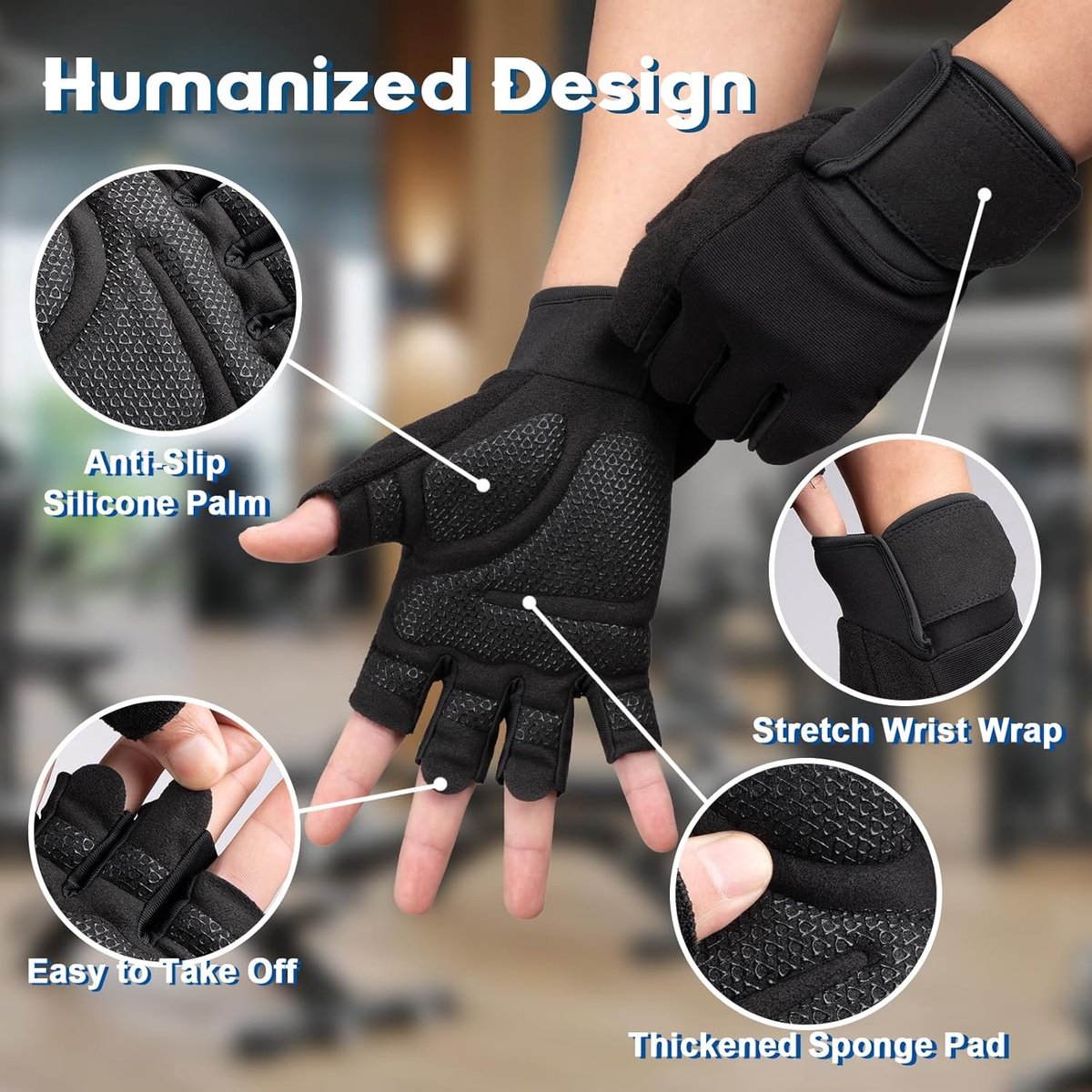 Fitness Gloves - Sports Gloves - Fingerless Gloves - Running Gloves - Unisex - Breathable and comfortable - With wrist support - Suitable for weightlifting — image 3